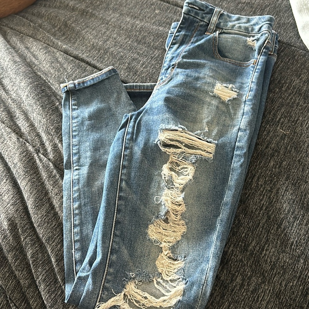 American Eagle next level stretch ripped jeans.
